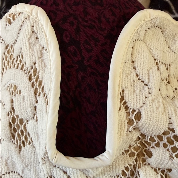 ROBIN PICCONE Sz 6 Nude Illusion White Terrycloth Lace & Tan Swimsuit / Bodysuit - Picture 9 of 10